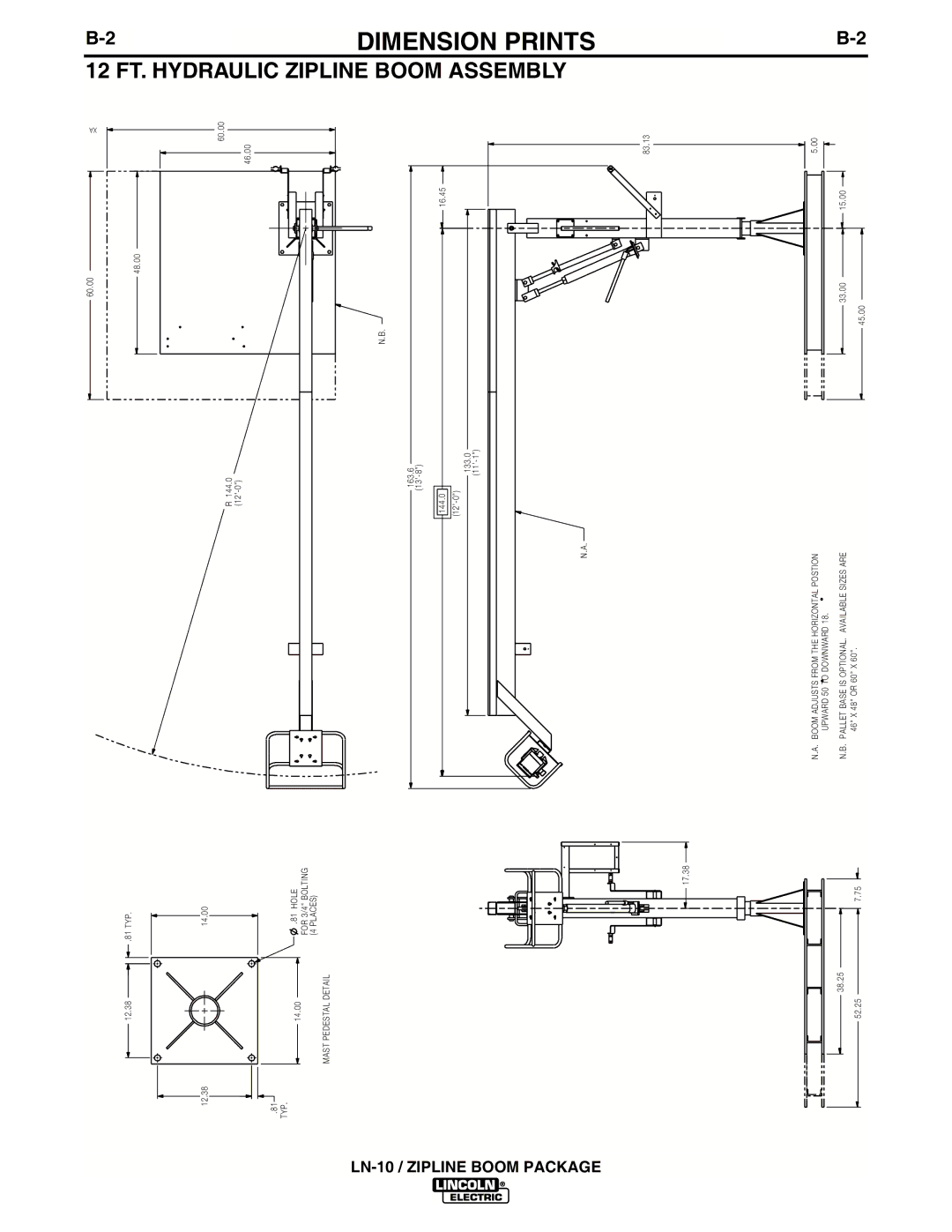 Lincoln Electric IM596-2A manual Zipline Boom Assembly, 12 FT. Hydraulic 