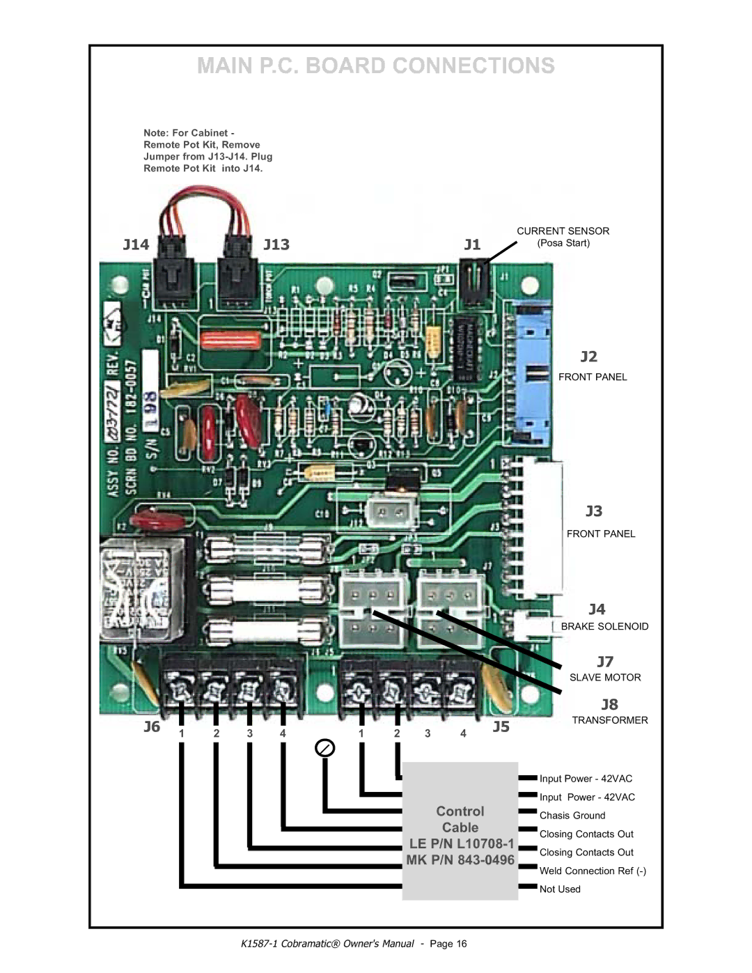 Lincoln Electric IM597 manual Main P.C. Board Connections 