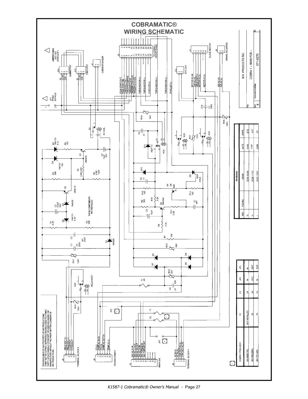 Lincoln Electric IM597 manual Cobramatic Wiring Schematic 