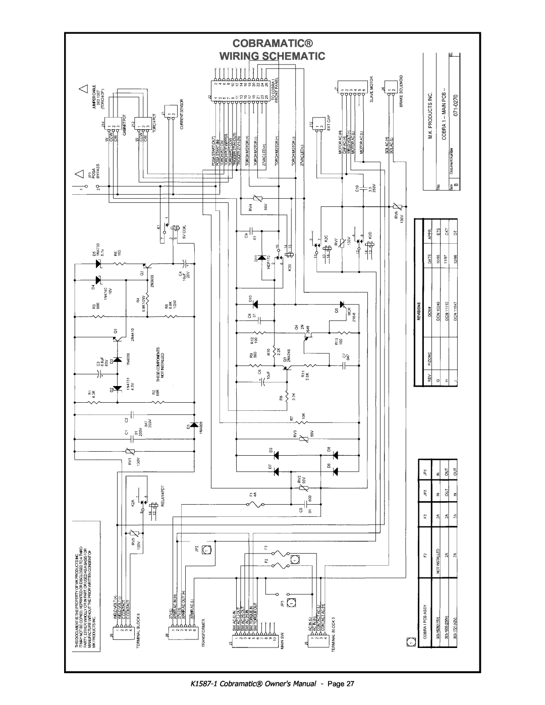 Lincoln Electric IM597 manual Cobramatic Wiring Schematic 