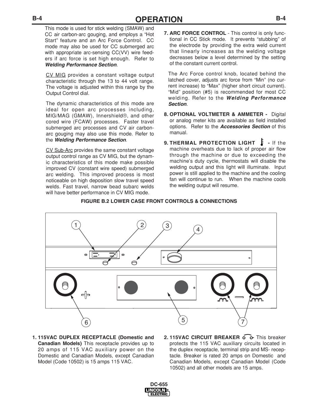 Lincoln Electric IM602-A manual Figure B.2 Lower Case Front Controls & Connections 