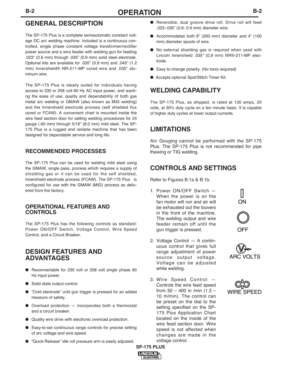 Lincoln Electric IM610-A manual General Description, Welding Capability, Limitations, Controls and Settings 