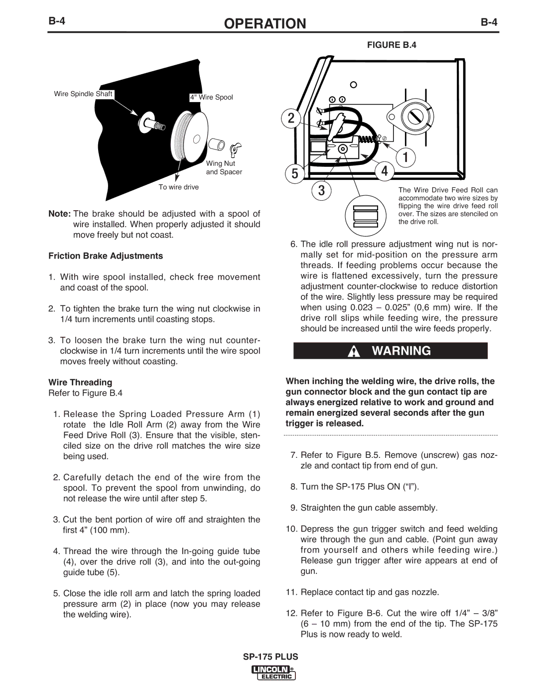 Lincoln Electric IM610-A manual Friction Brake Adjustments, Wire Threading 