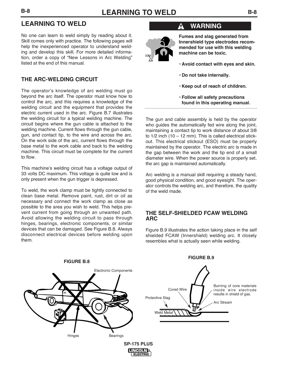 Lincoln Electric IM610-A manual Learning to Weld, ARC-WELDING Circuit, SELF-SHIELDED Fcaw Welding ARC 