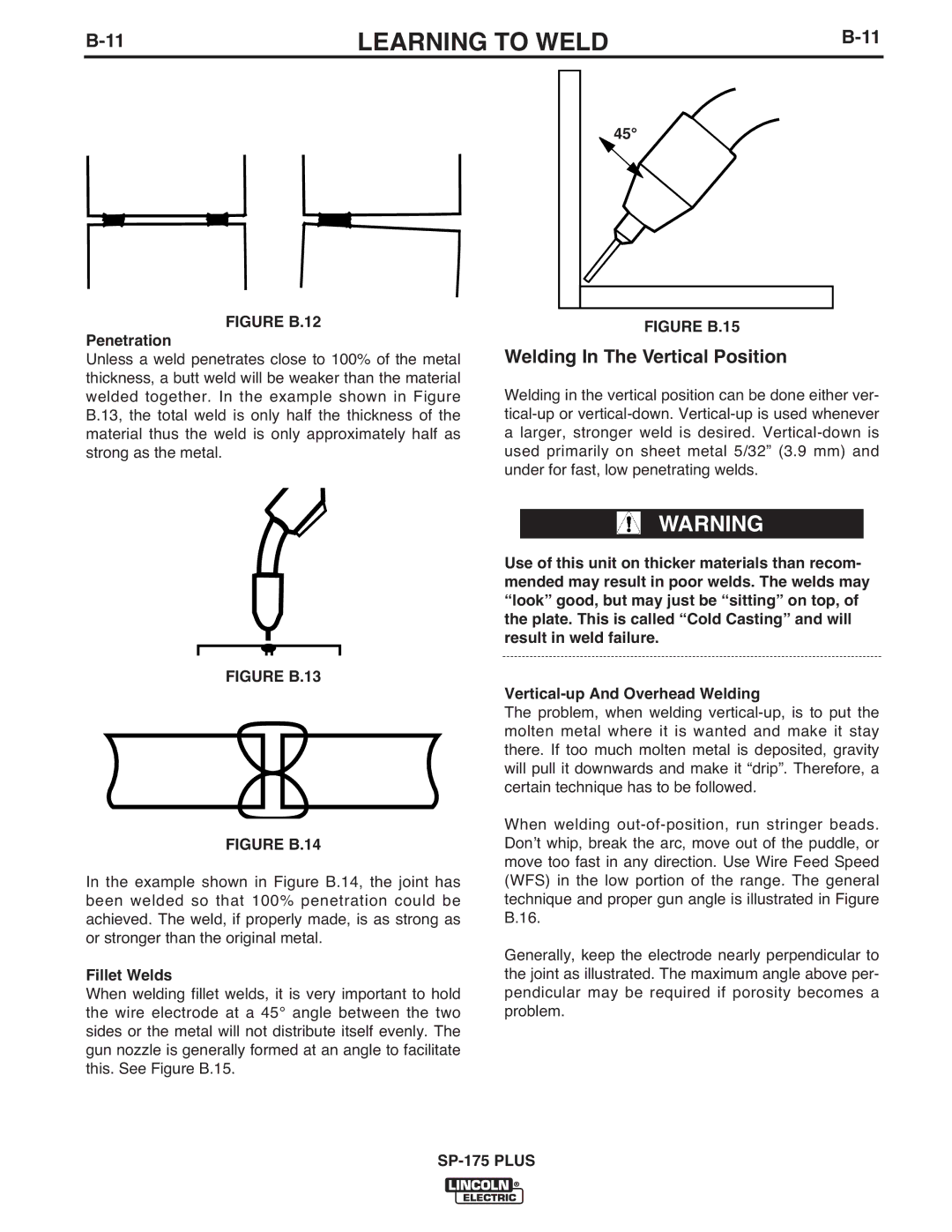 Lincoln Electric IM610-A manual Welding In The Vertical Position, Penetration, Fillet Welds 