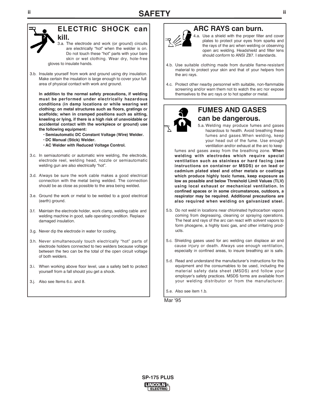 Lincoln Electric IM610-A manual Electric Shock can kill 