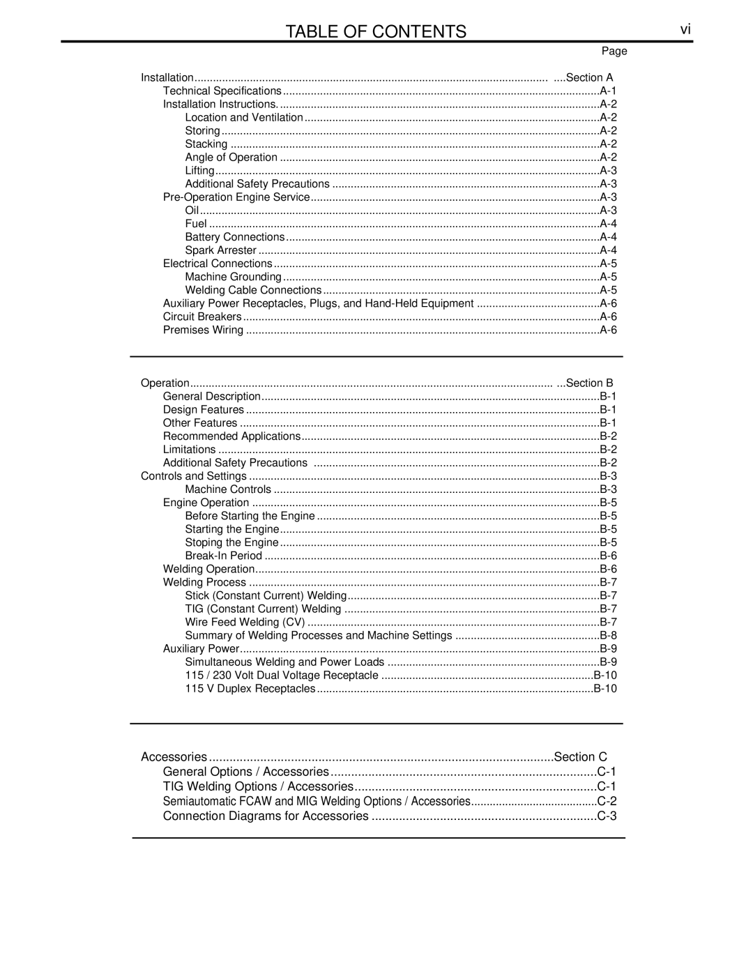 Lincoln Electric IM612 manual Table of Contents 