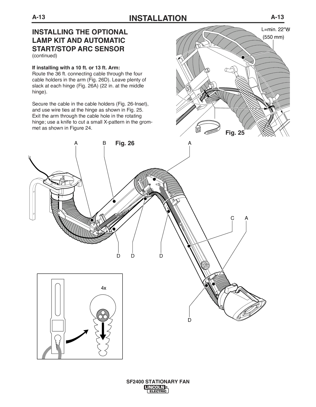 Lincoln Electric IM622 manual Installing ThE Optional, Lamp KIT and Automatic START/STOP ARC Sensor 