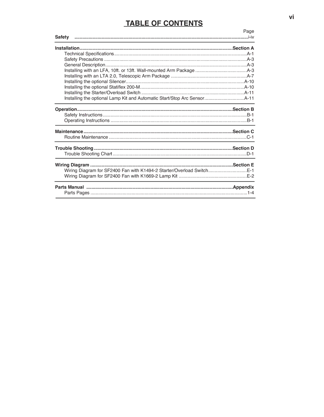 Lincoln Electric IM622 manual TAbLE of Contents 