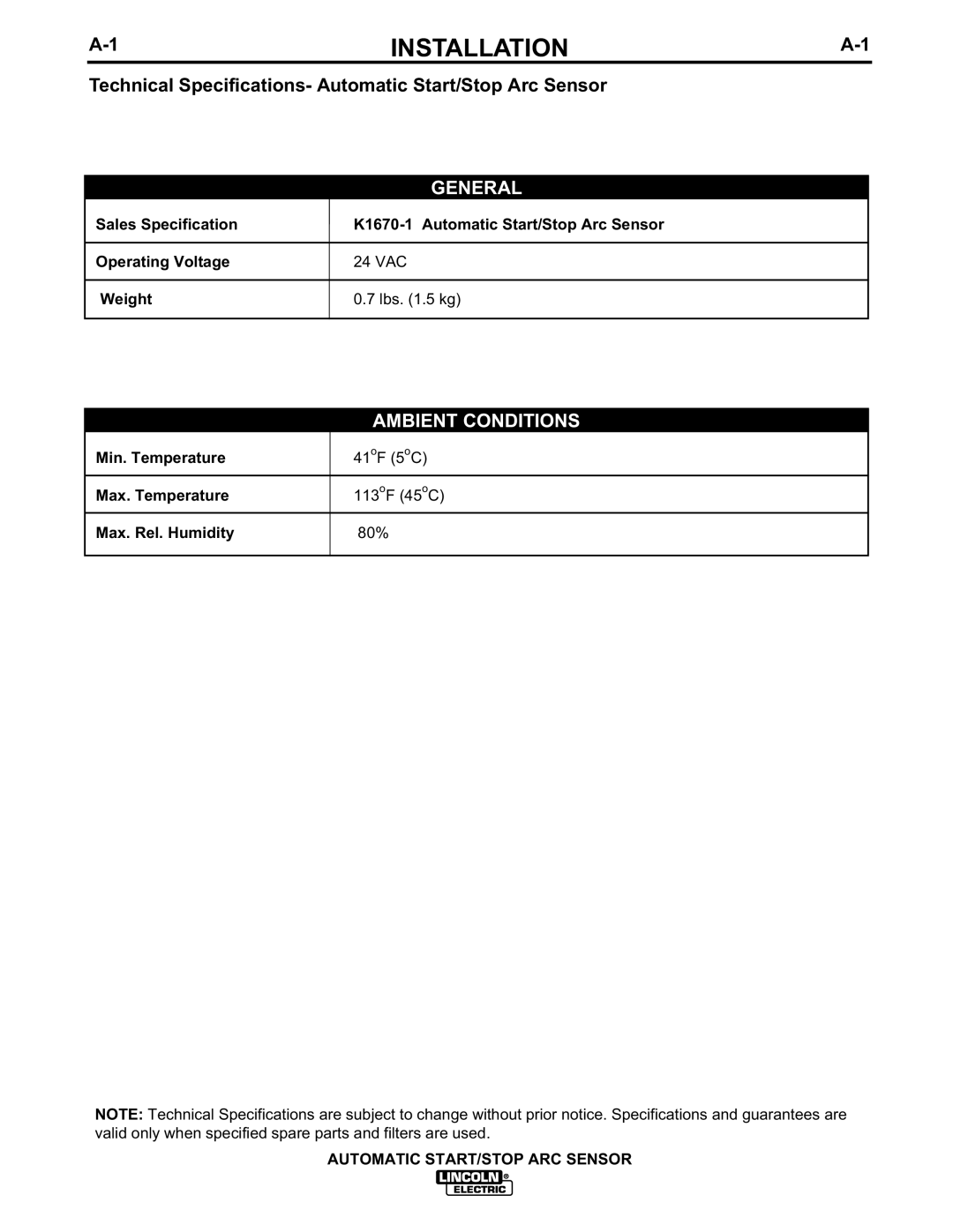 Lincoln Electric IM628 manual Installation, General 