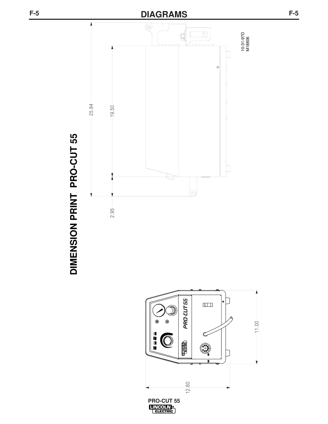 Lincoln Electric IM637-A manual Dimension Print PRO-CUT 