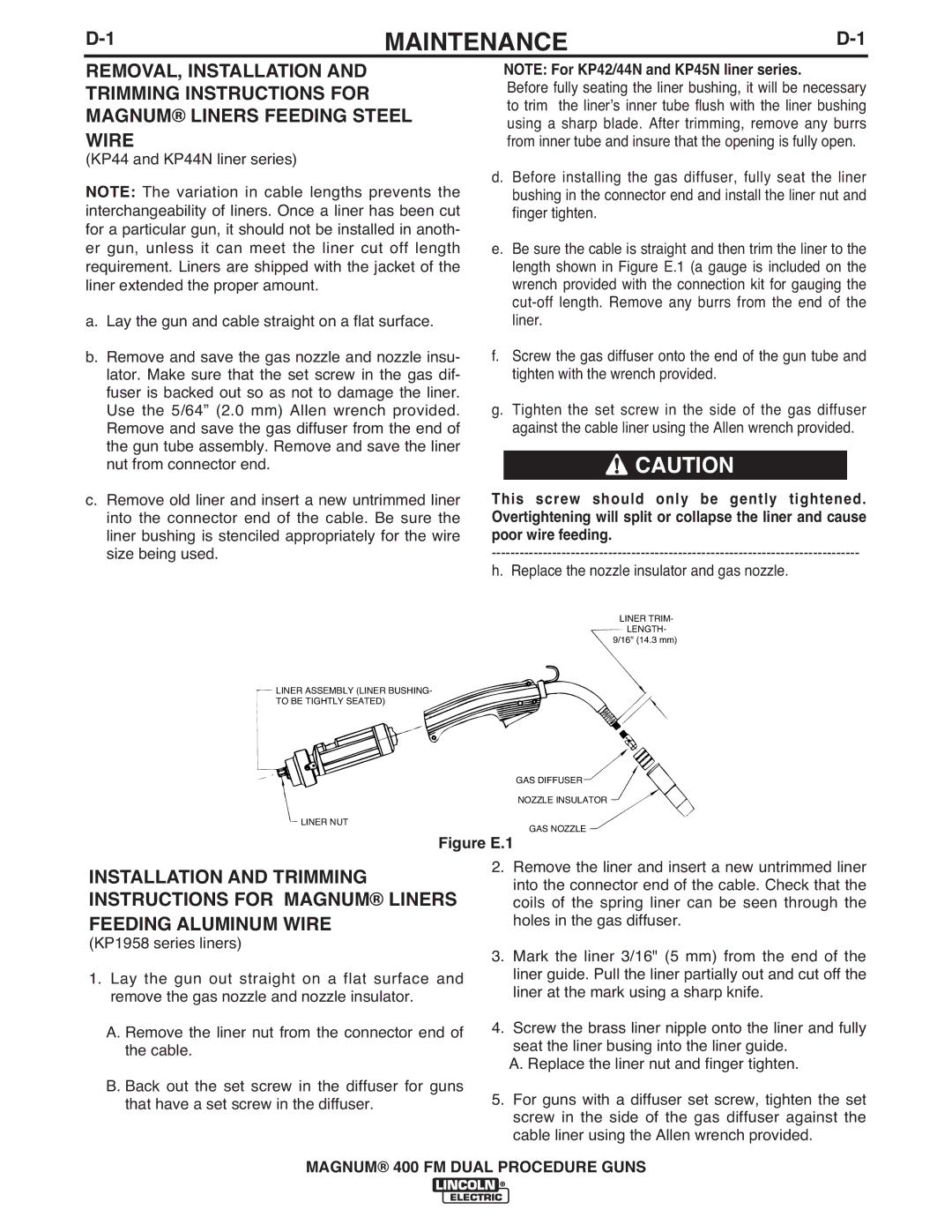 Lincoln Electric IM647-A manual Maintenance, Figure E.1 