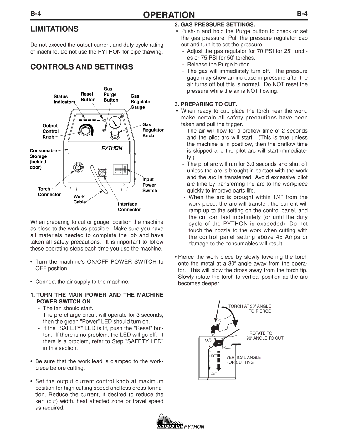 Lincoln Electric IM648-B specifications Limitations, Controls and Settings 