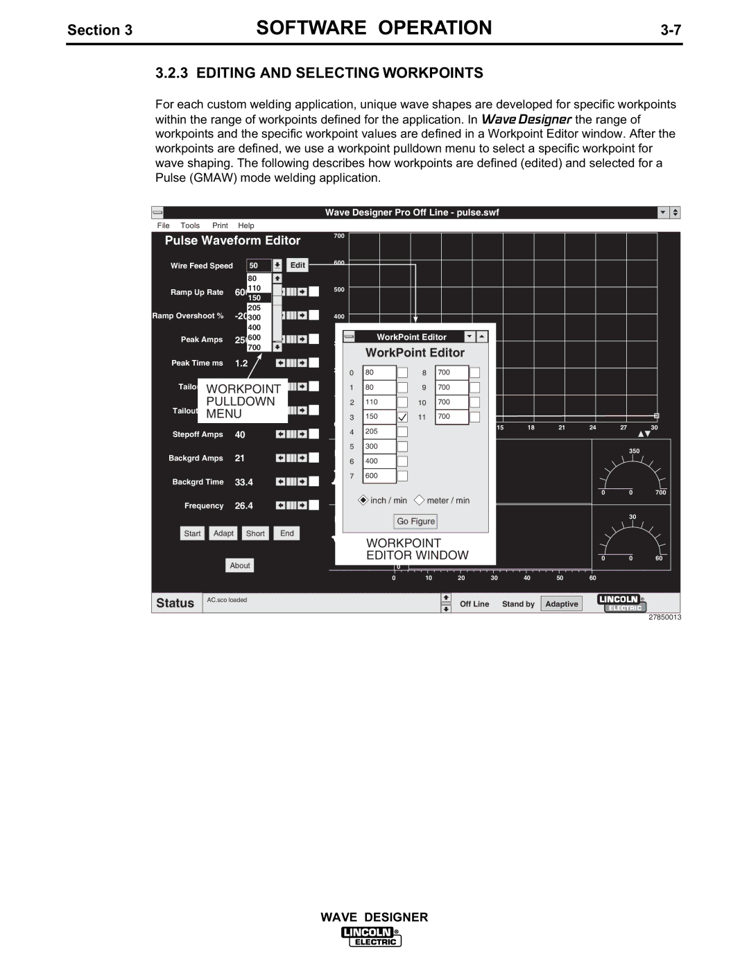 Lincoln Electric IM649 manual Editing and Selecting Workpoints, Menu 