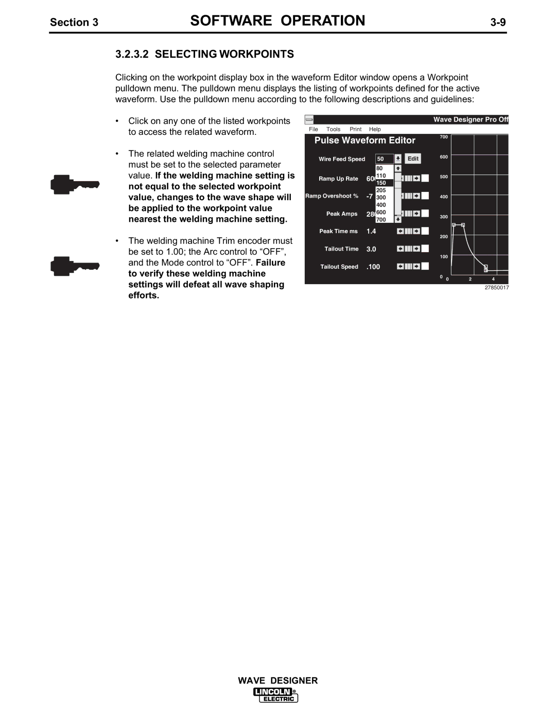 Lincoln Electric IM649 manual Selecting Workpoints, Efforts 