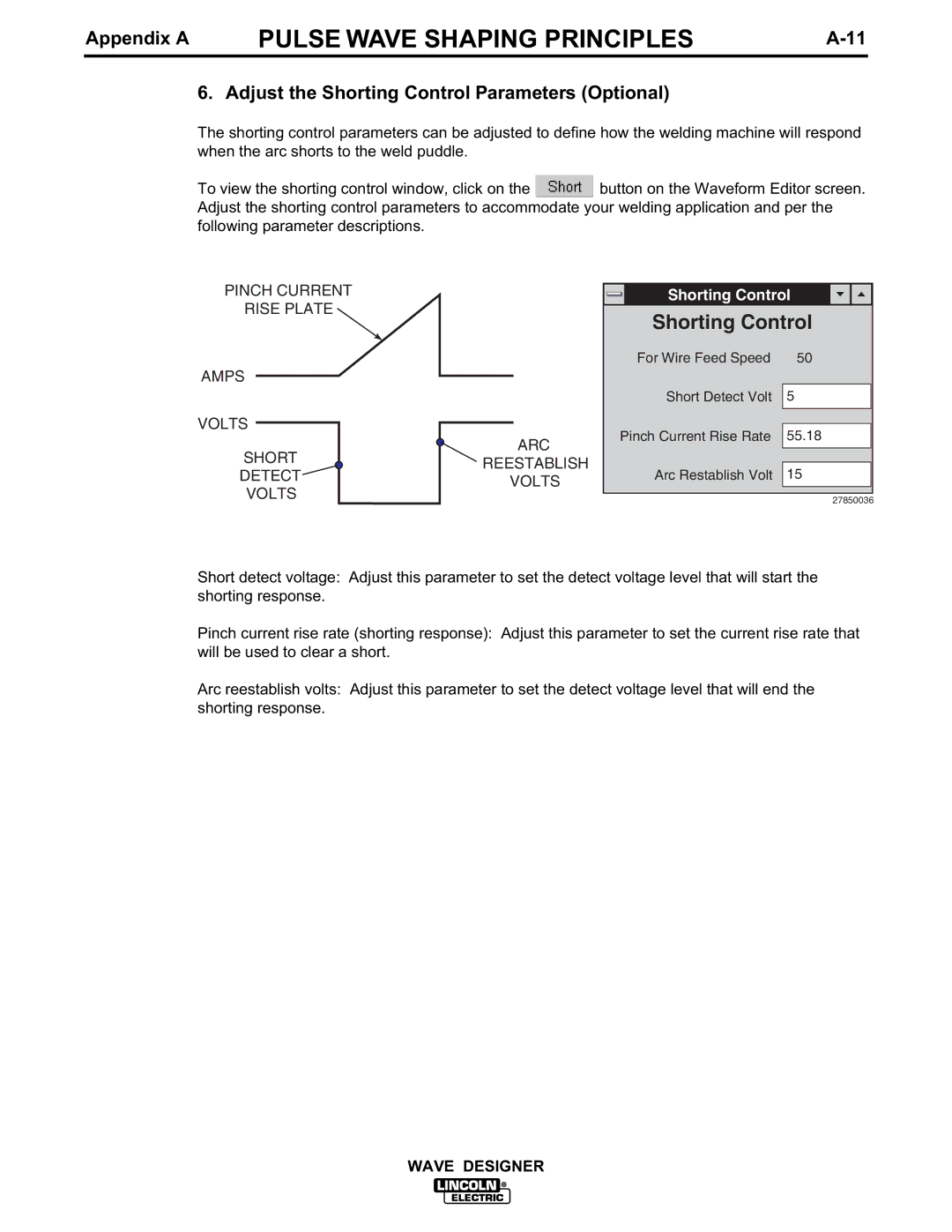 Lincoln Electric IM649 manual Adjust the Shorting Control Parameters Optional 