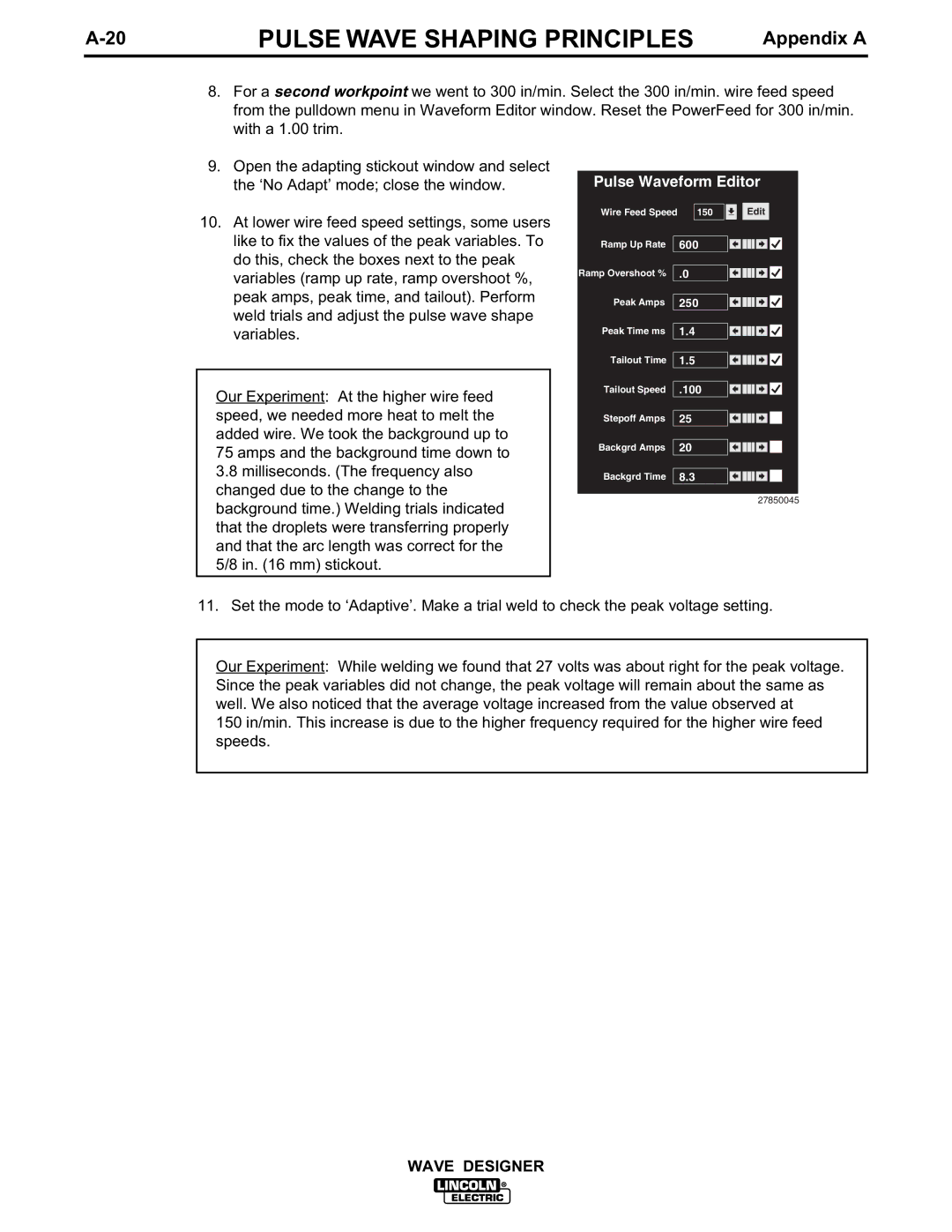 Lincoln Electric IM649 manual Pulse Waveform Editor 