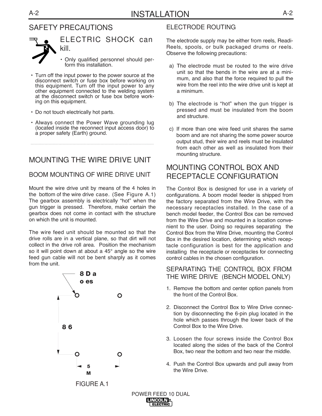 Lincoln Electric IM658-A manual Safety Precautions, Mounting the Wire Drive Unit, Boom Mounting of Wire Drive Unit 