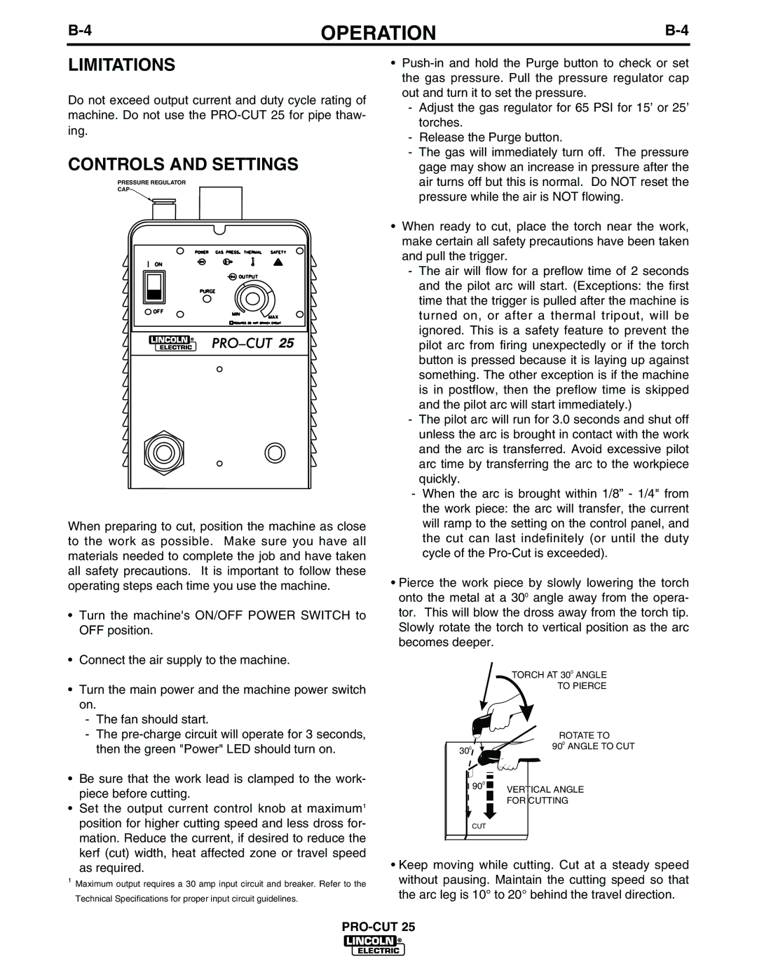 Lincoln Electric IM665 manual Limitations, Controls and Settings 