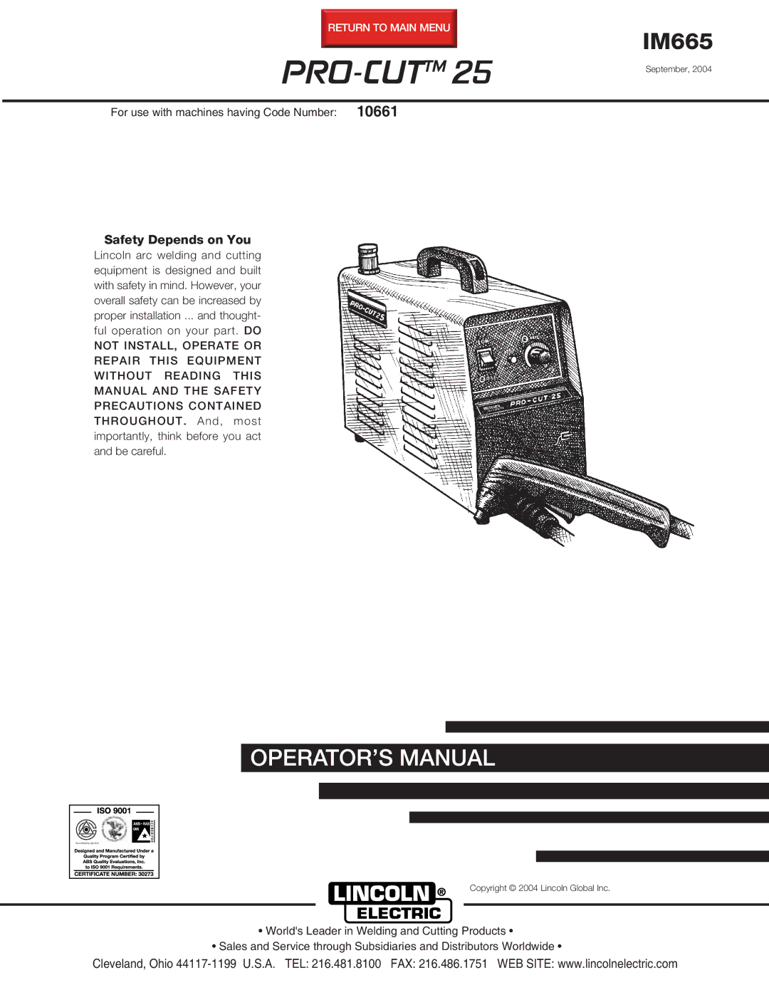 Lincoln Electric IM665 manual Pro-Cut Tm 