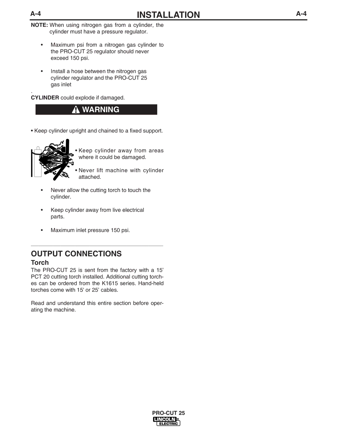 Lincoln Electric IM665 manual Output Connections, Torch 