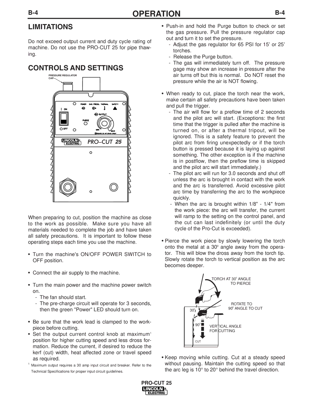 Lincoln Electric IM665 manual Limitations, Controls and Settings 