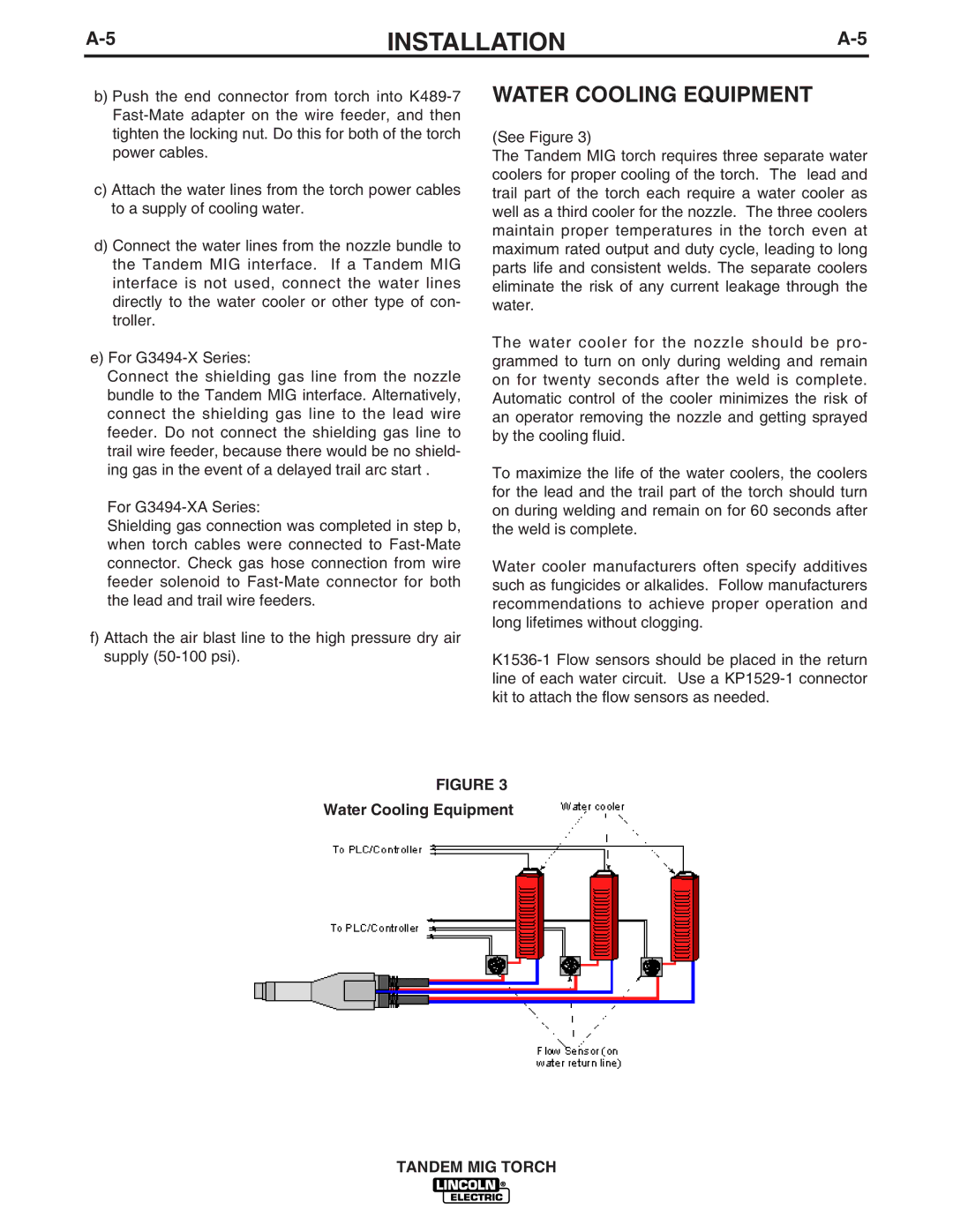 Lincoln Electric IM666-A manual Water Cooling Equipment 