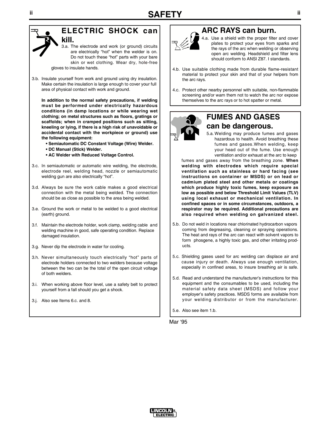 Lincoln Electric IM692 manual Electric Shock can kill 