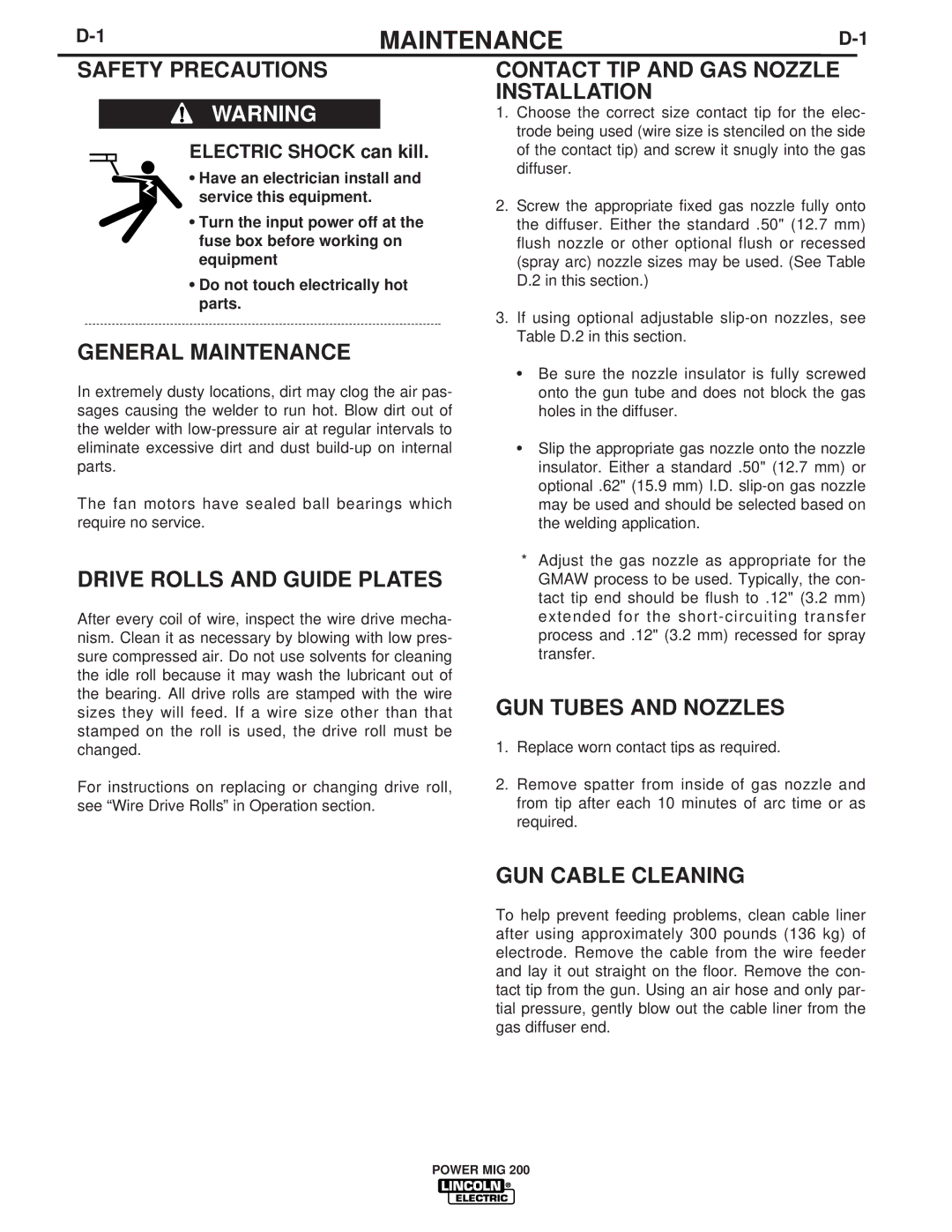 Lincoln Electric IM693 manual Maintenance 