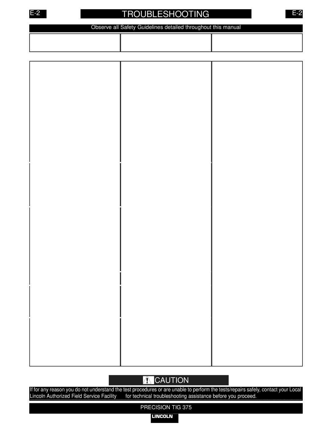 Lincoln Electric IM703-A manual Possible Areas, Symptoms, Course of Action, Output Problems 