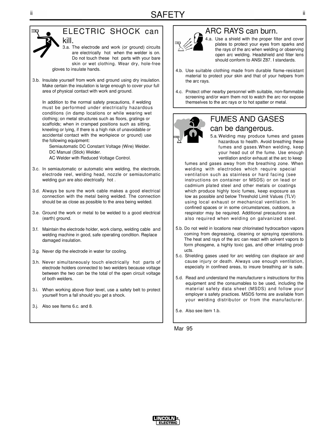 Lincoln Electric IM708 manual Electric Shock can kill 