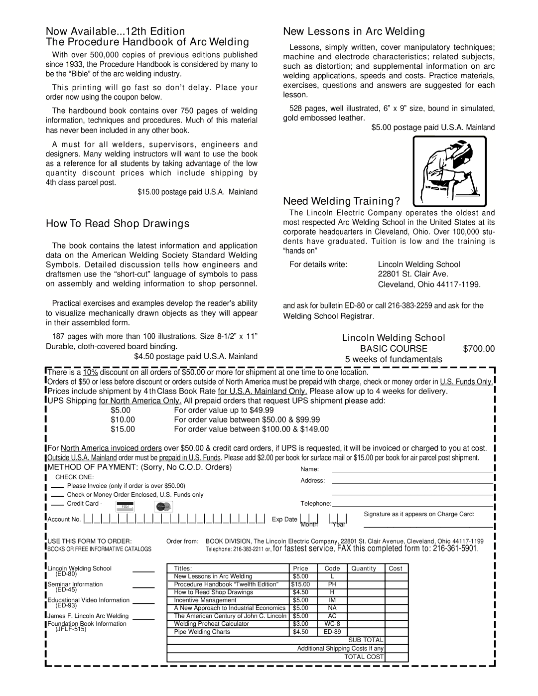 Lincoln Electric IM708 manual How To Read Shop Drawings, New Lessons in Arc Welding, Need Welding Training?, Basic Course 