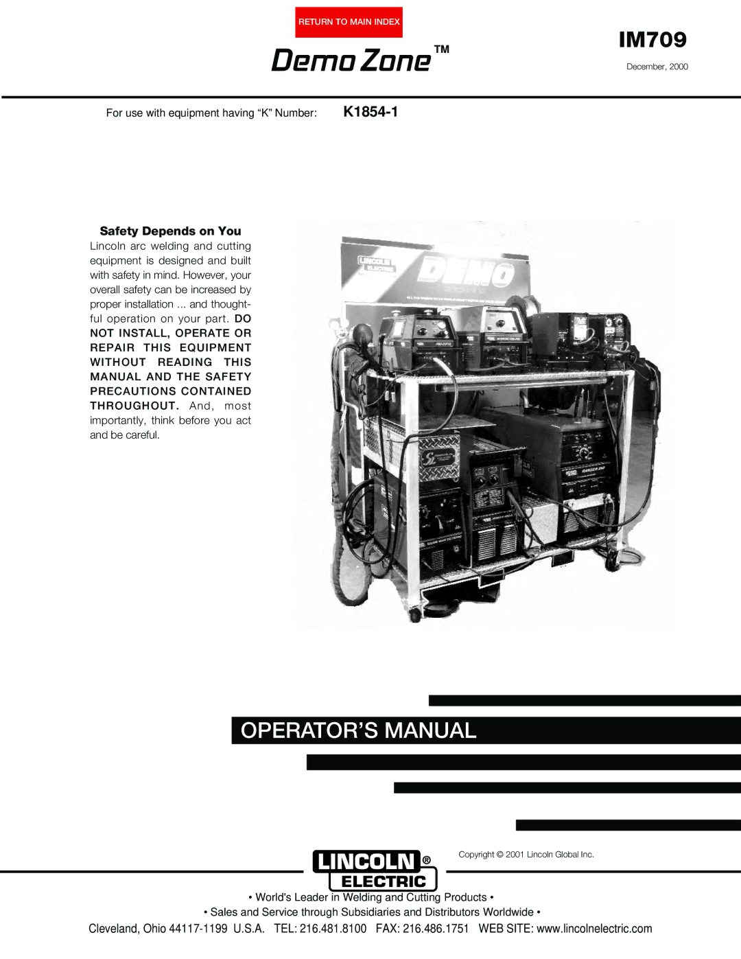 Lincoln Electric IM709 manual Demo Zone, Safety Depends on You 