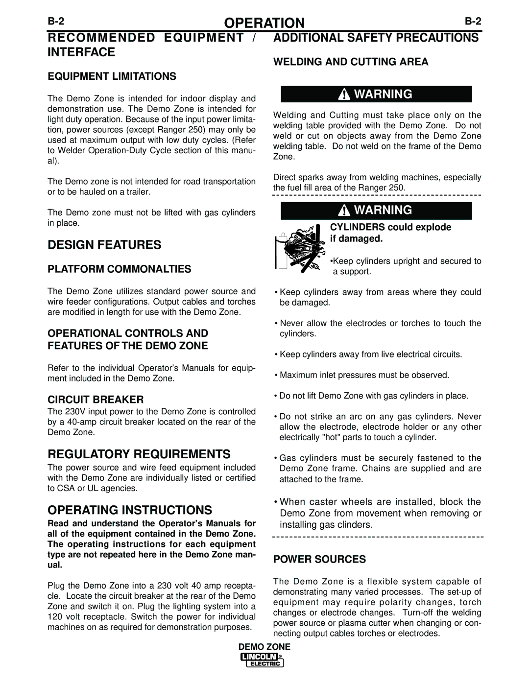 Lincoln Electric IM709 Recommended Equipment / Interface, Design Features, Regulatory Requirements, Operating Instructions 