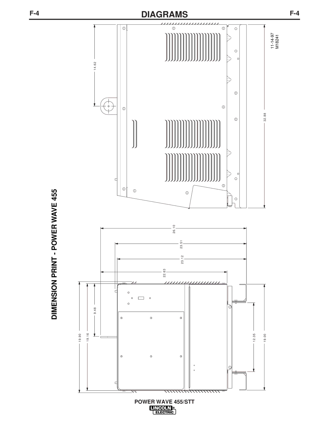 Lincoln Electric IM716 manual Dimension Print Power Wave 