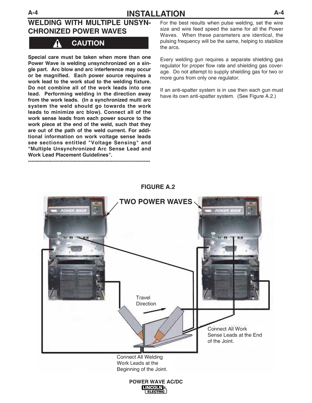 Lincoln Electric IM718 manual Welding with Multiple UNSYN- Chronized Power Waves, TWO Power Waves 