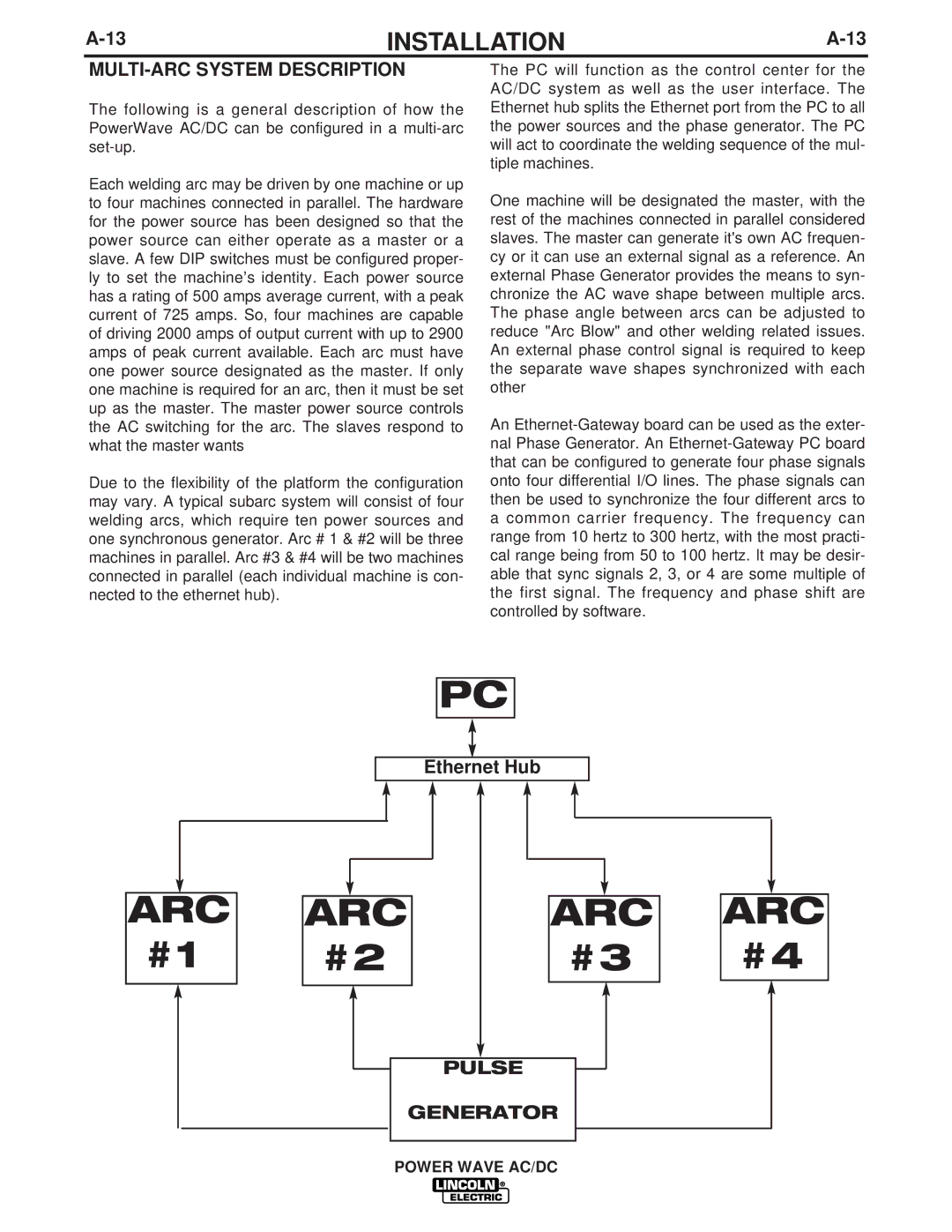 Lincoln Electric IM718 manual Arc, MULTI-ARC System Description 