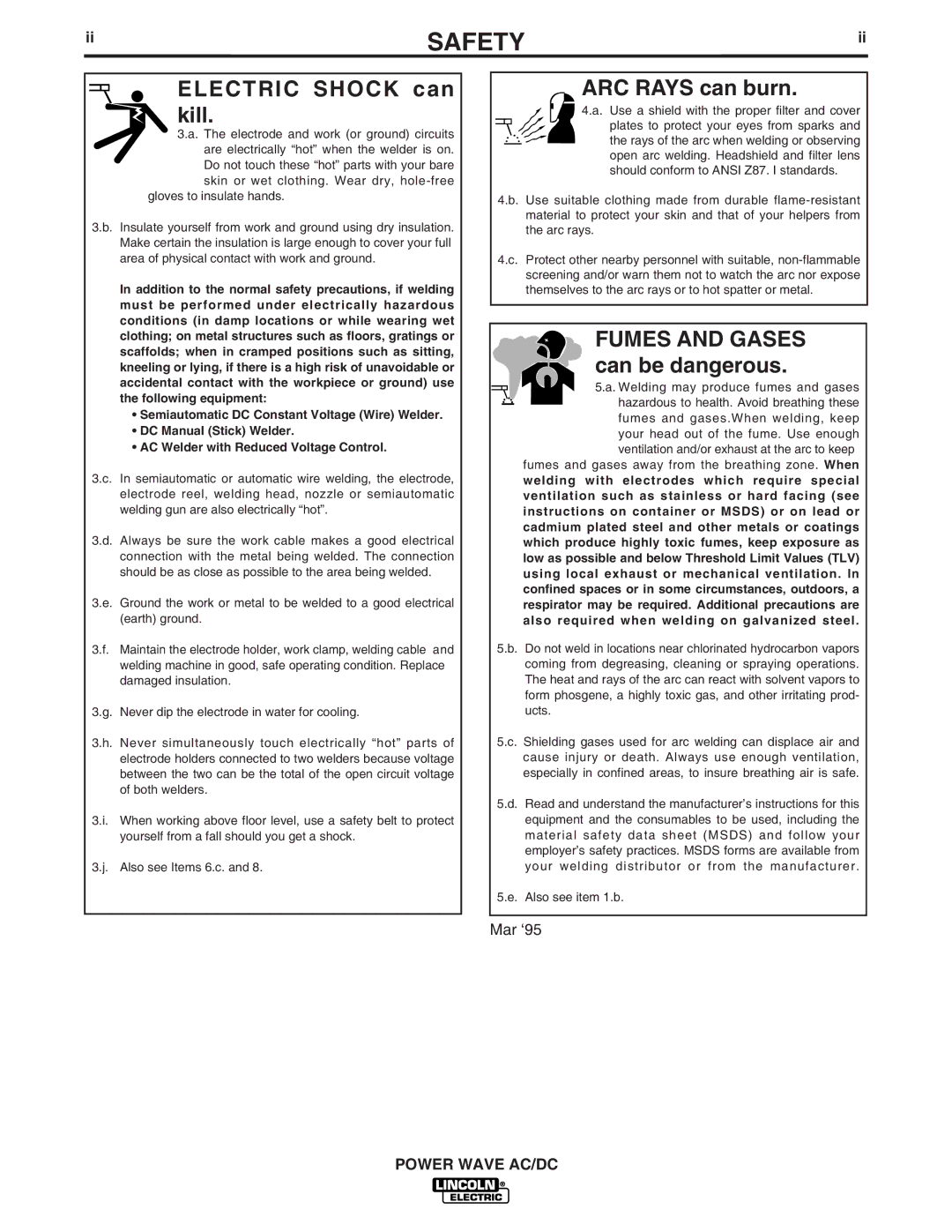 Lincoln Electric IM718 manual Electric Shock can kill 