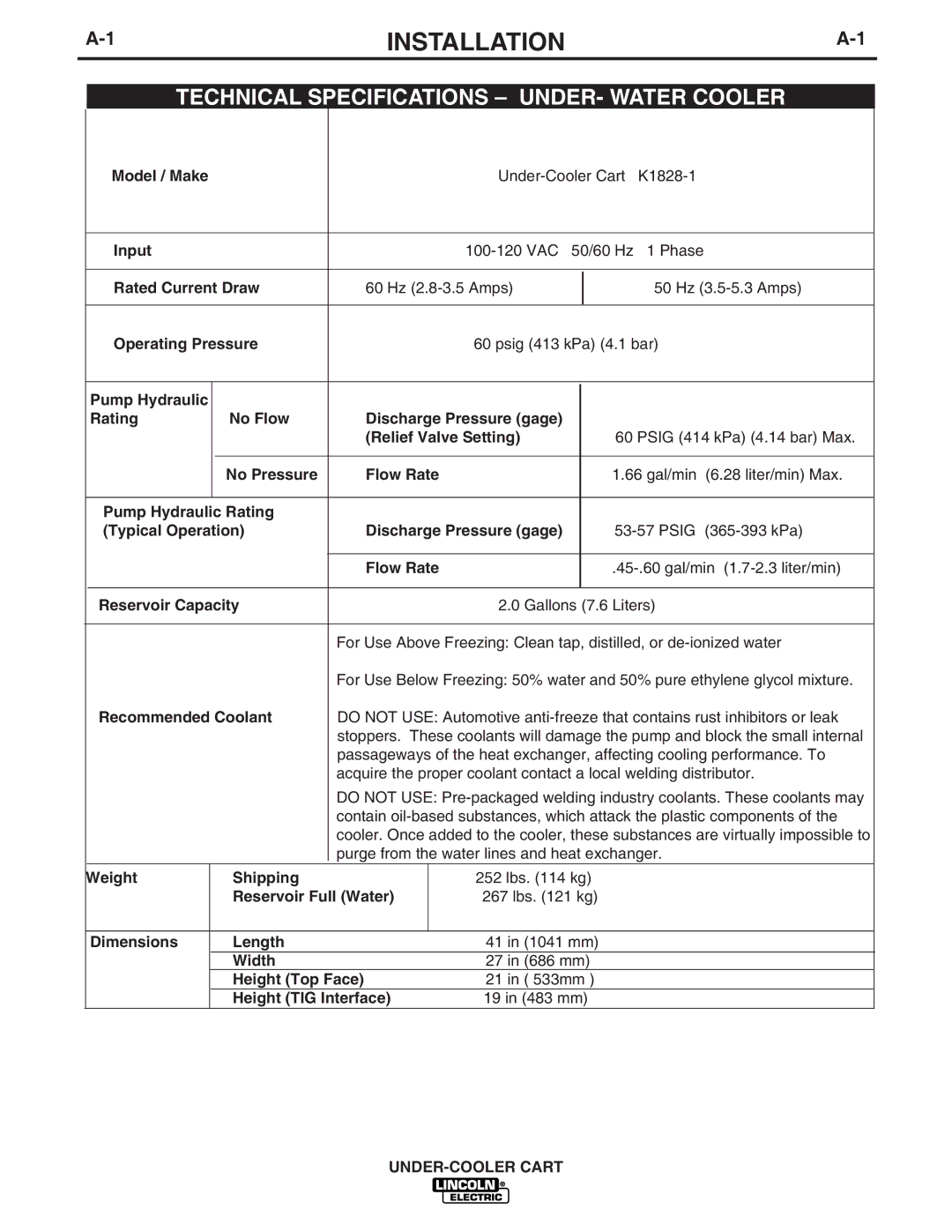 Lincoln Electric IM723-A manual Installation 