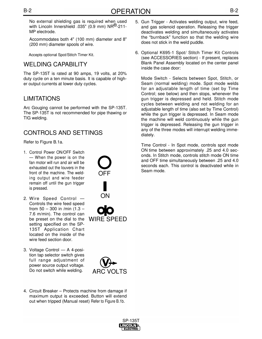 Lincoln Electric IM724 manual Welding Capability, Limitations, Controls and Settings 