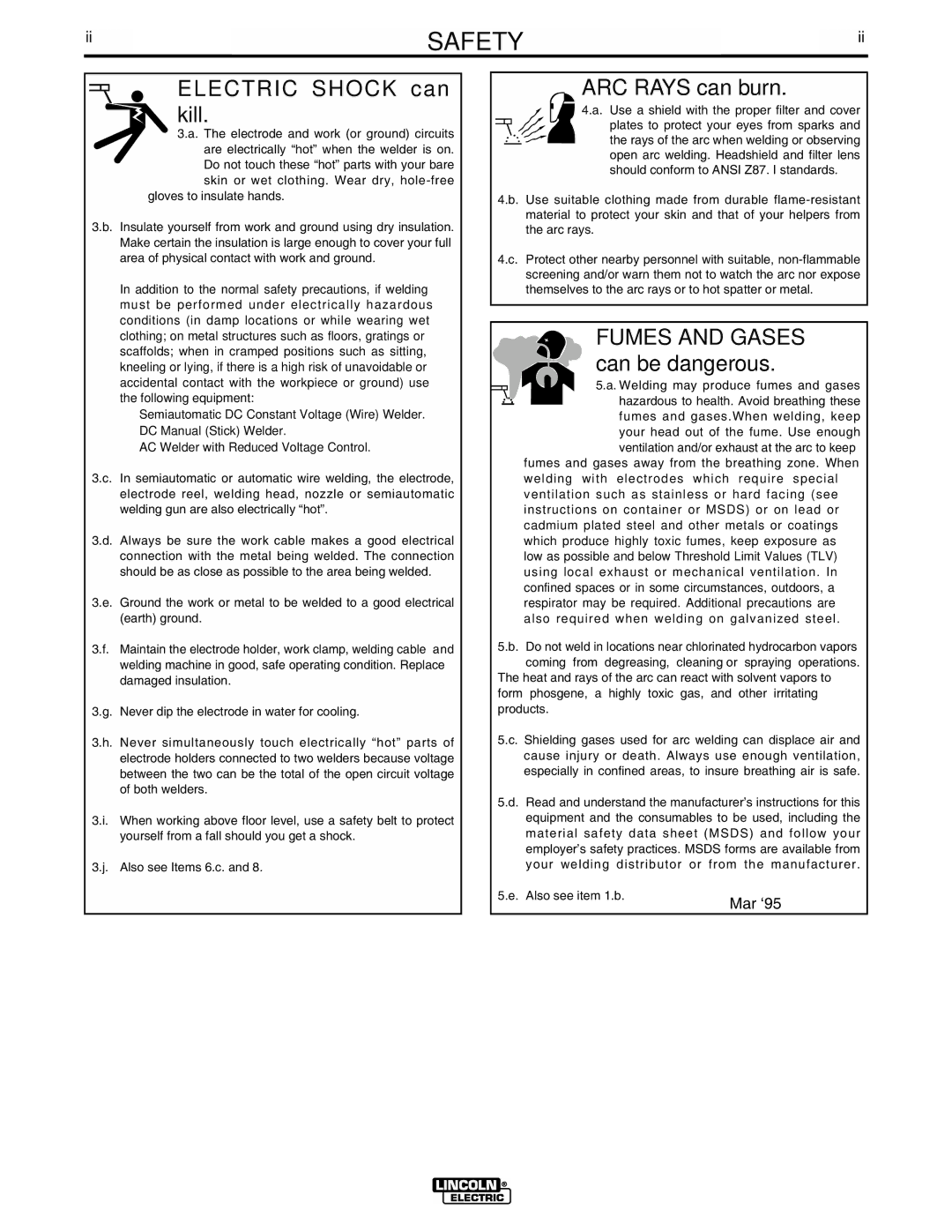 Lincoln Electric IM724 manual Electric Shock can kill 