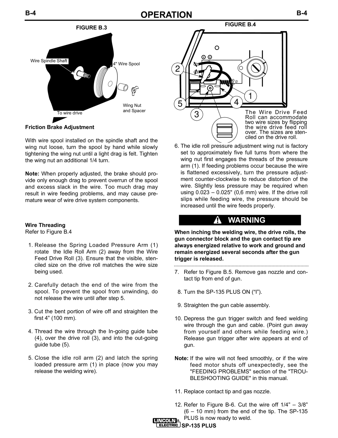 Lincoln Electric IM725 manual 4OPERATIONB-4 