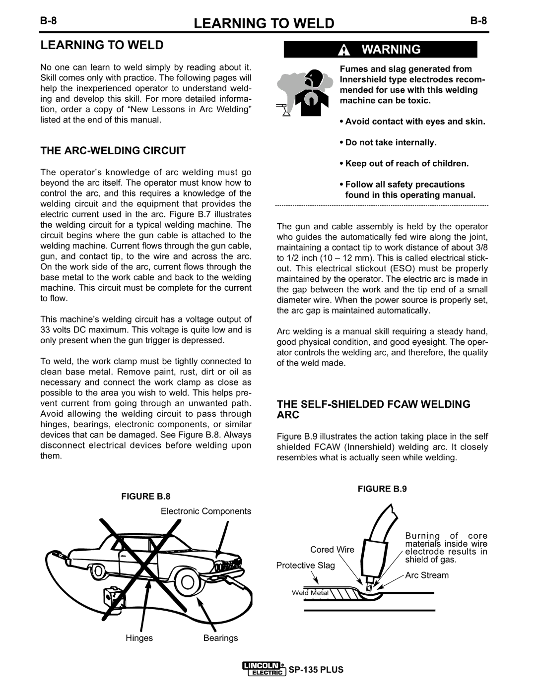 Lincoln Electric IM725 manual Learning to Weld, ARC-WELDING Circuit, SELF-SHIELDED Fcaw Welding ARC 