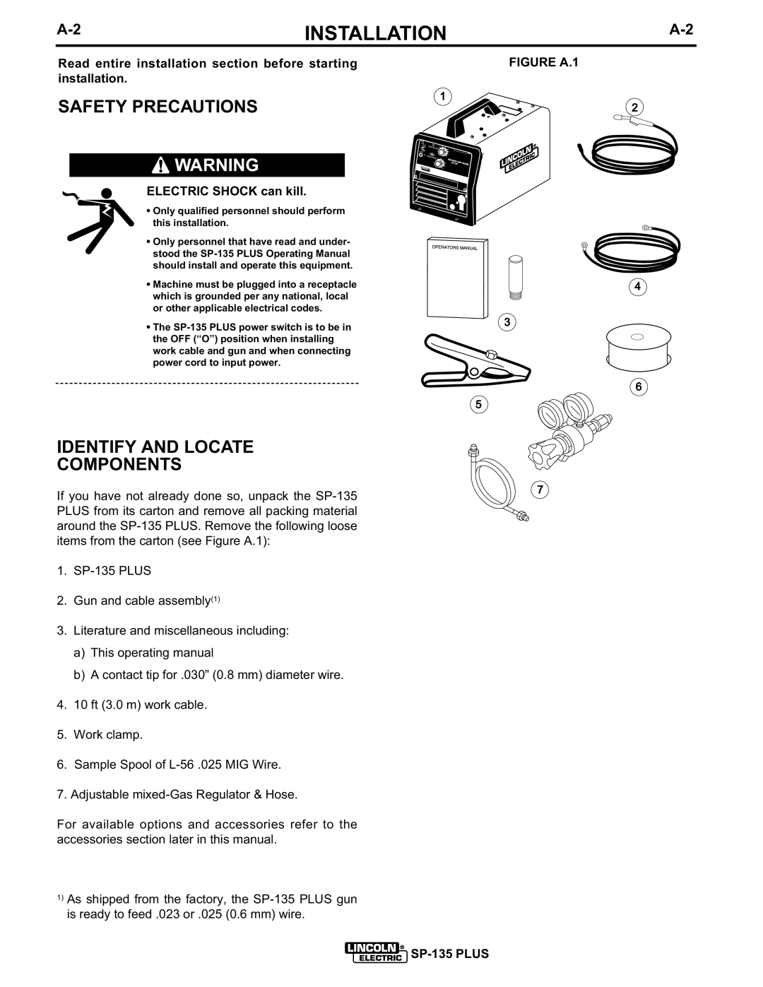 Lincoln Electric IM725 manual Safety Precautions, Identify and Locate Components, Electric Shock can kill 