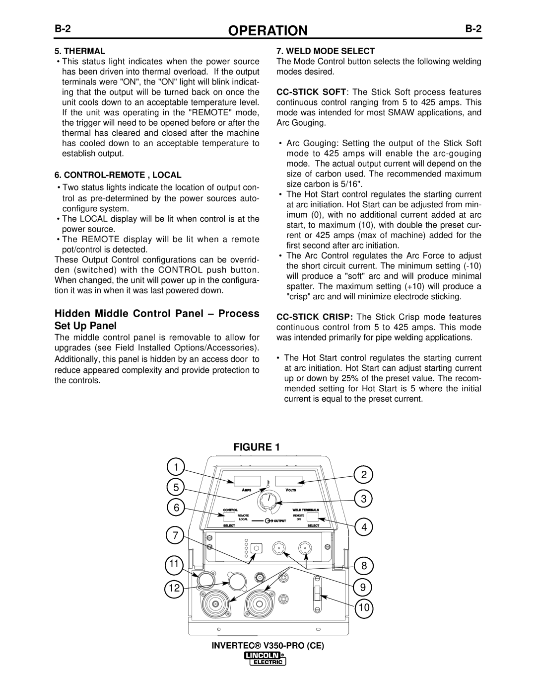 Lincoln Electric IM732-B manual Thermal, CONTROL-REMOTE , Local, Weld Mode Select 