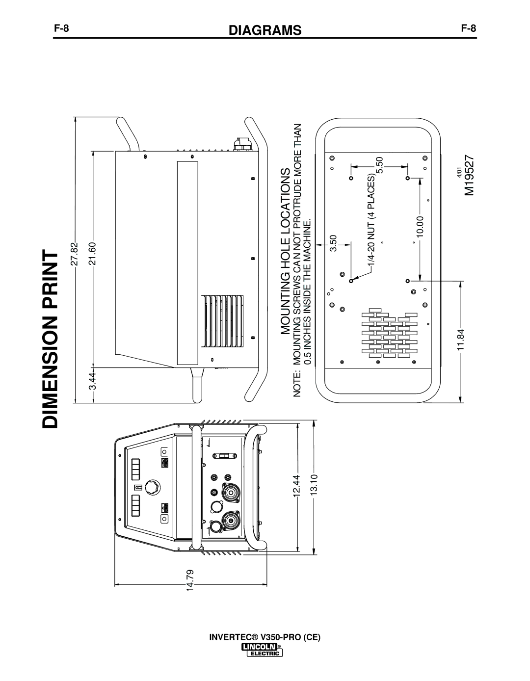 Lincoln Electric IM732-B manual Dimension Print 