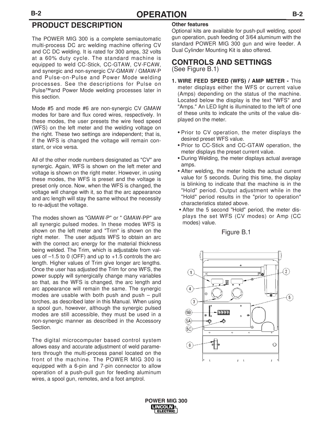 Lincoln Electric IM736-D manual Product Description, Controls and Settings, Other features 