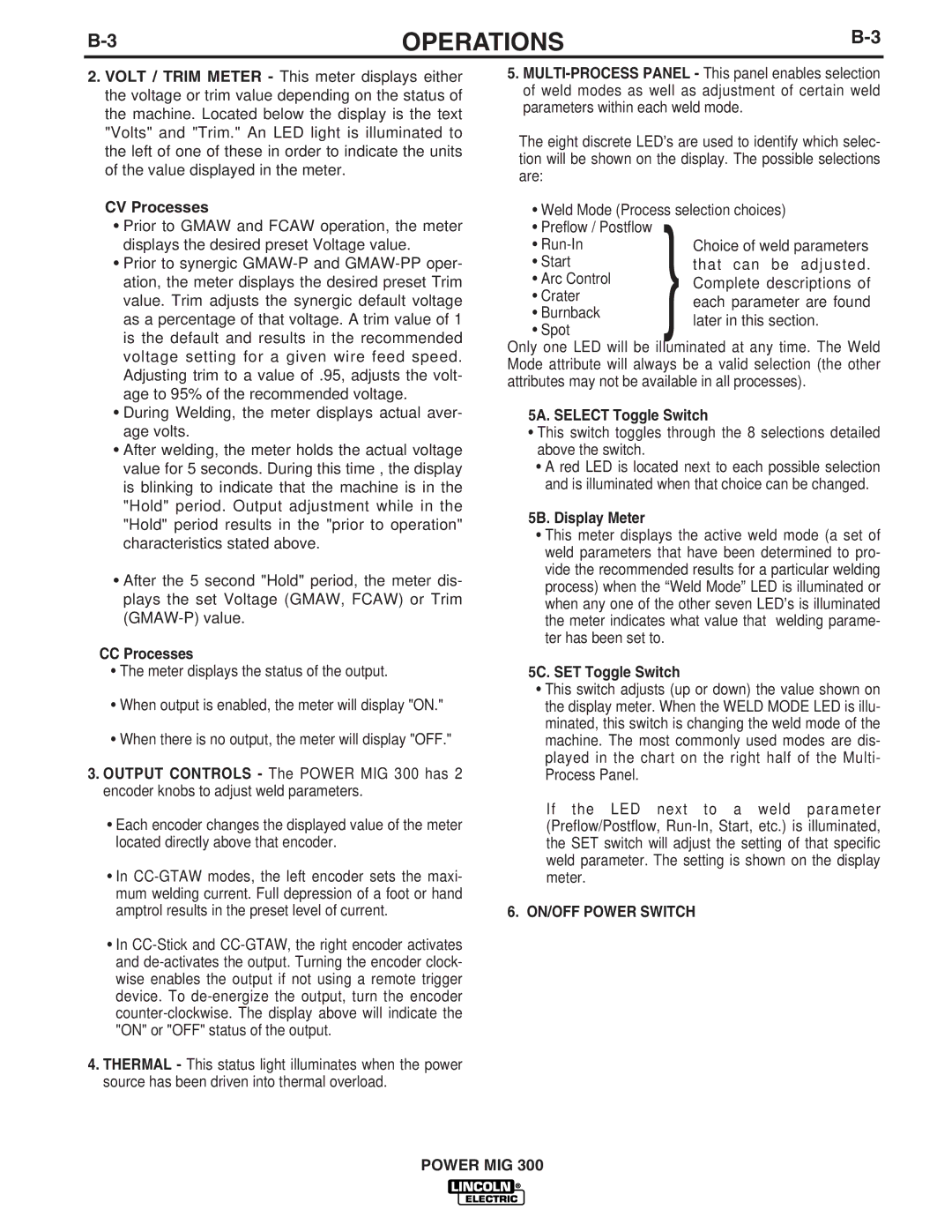 Lincoln Electric IM736-D manual Operations 