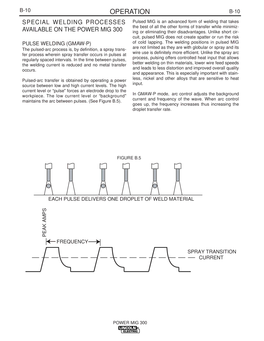 Lincoln Electric IM736-D manual Special Welding Processes Available on the Power MIG, Pulse Welding GMAW-P 