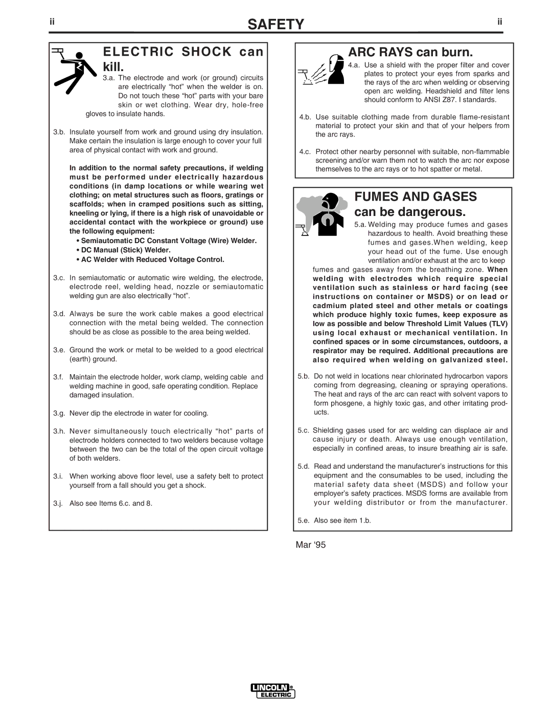 Lincoln Electric IM736-D manual Electric Shock can kill 